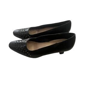 Madeline Women's Size 6 M Hemisphere Laser Cut Black Kitten Career Heels
